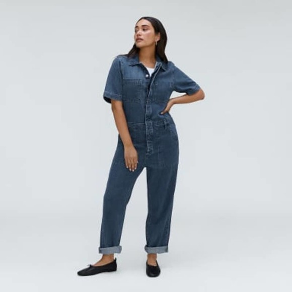 Everlane Pants - New With Tags Everlane The Supersoft Jean Coverall denim short sleeve Jumpsuit
